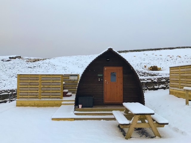Snowy cabin at Herding Hill Farm